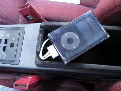 iPod Video 5.5G in modified cassette case, in center console